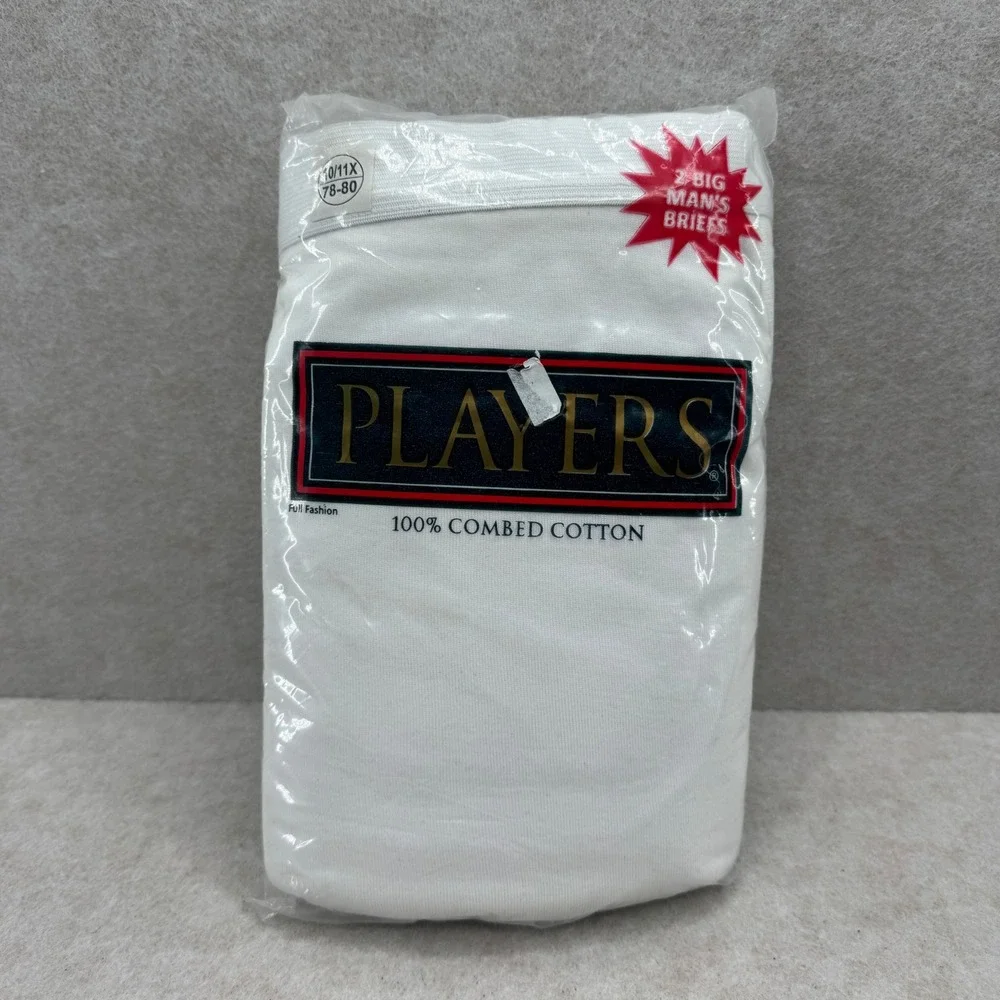 Players Mens 2 Pack Big Mans Briefs White 100% Combed Cotton‎ Size 10/11X 78-80
